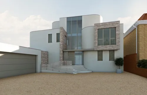 CGI Front View Beach House Southend ESSEX Contemporary Home 