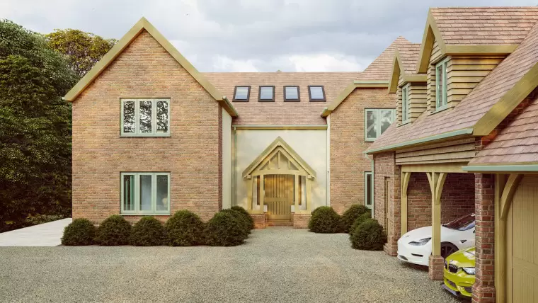 Cricketers Lane Brentwood oak framed dwelling greenbelt red brick