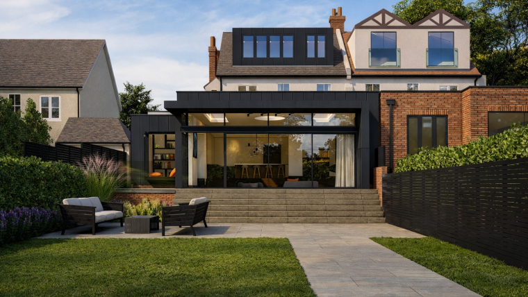 1.Contemporary rear Upminister London Contemporray side single storey extension floor to ceiling glazing glass corners 