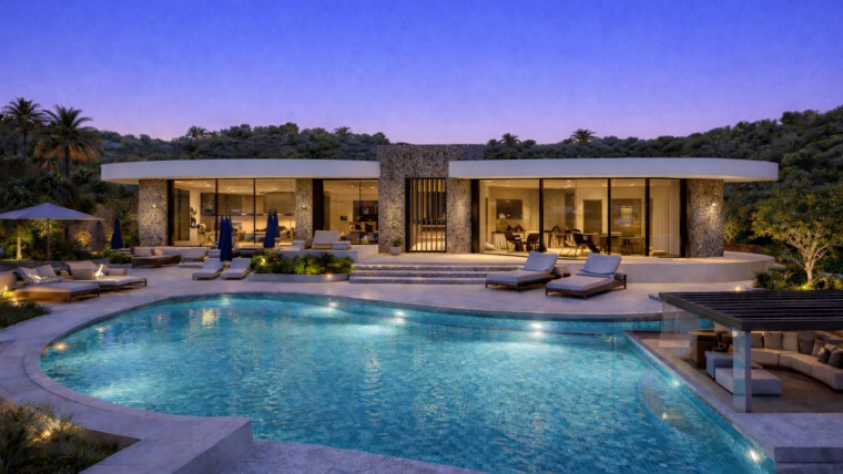 1.Spain villa mondern contemporary swimming pool rear