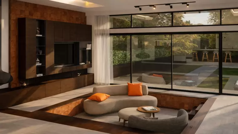 4.Contemporary rear Upminister London Contemporray side single storey extension floor to ceiling glazing glass corners interior open plan kitchen