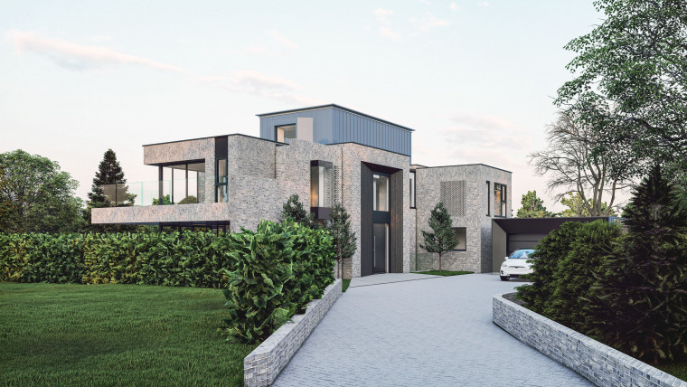 Anton Front Driveway Epping New Build Contemporary home planning green belt