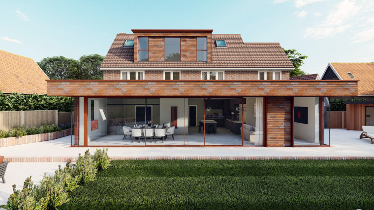 Contemporary Rear Single Storey Extension Loft Conversion Rear Dormer Inplanning Brentwood hutton mount landscape v2