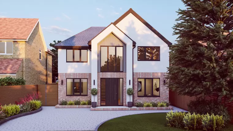 Silver Birch two storey extension contemporary family home landscape driveway