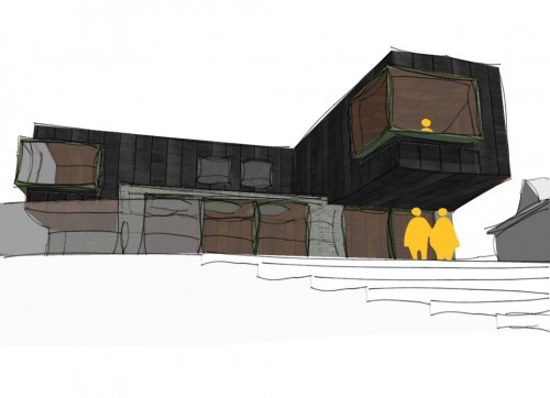 Brook Cottage Thudersley Brentwood essex underground parking roof lights New Build Full shot Sketch