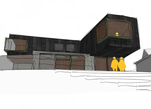 Brook Cottage Thudersley Brentwood essex underground parking roof lights New Build Full shot Sketch