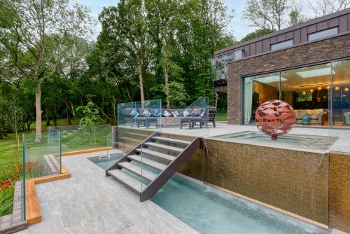 Brook Cottage Thudersley Brentwood essex underground parking roof lights New Build Water featiure