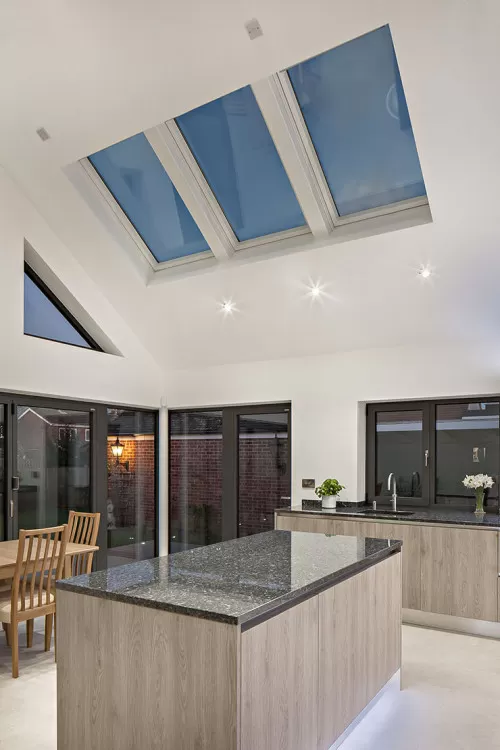 Park Ingatestone Contemporary Extension sliding bi folding doors vaulted ceiling roof windows open plan kitchen diner kitchen diner