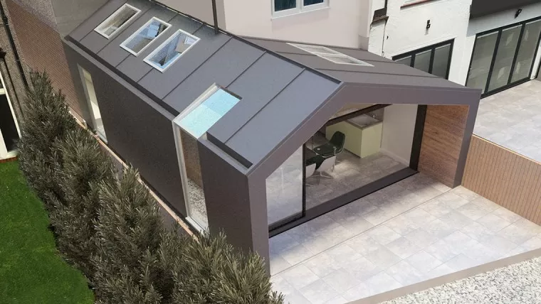 South Warley Contemporary Extension Zinc clad semi detached victorian house garden landscape