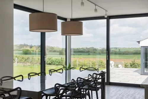 The Elms Ongar Residential Extension open plan kitchen diner sliding doors