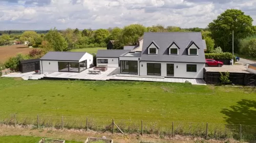 The Elms Ongar Residential Extension rear ariel view