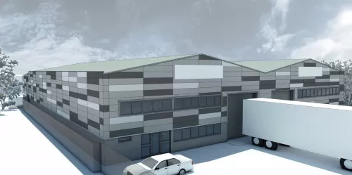 Tilbury Thurrock Park Way Commercial Warehouse extension side view