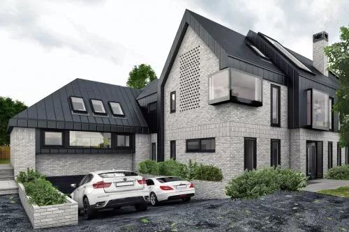 Southborough Chelmsford Residential New Build swimming pool Baswement gym Double garage front CGI