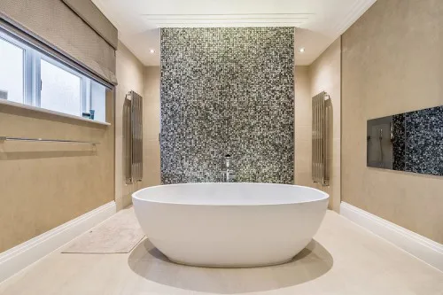 Hillwood House Shenfield New Build Traditional Home Floating Bath Wall Feature beautiful detailing and high end interiors