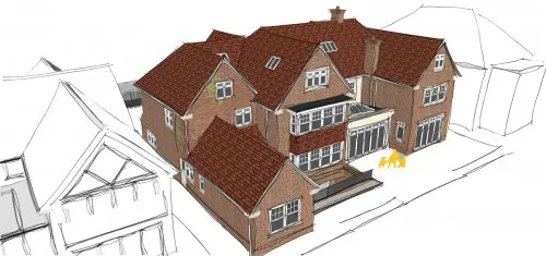 Hillwood House Shenfield New Build Traditional Home with Basement Traditional outside design Modern internal twist Ariel view