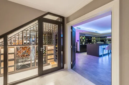 Hillwood House Shenfield New Build Traditional Home with Basement Window glazed wine cellar under the stairs