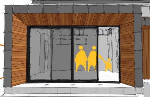 West Billericay Contemporary Extension Open Plan Kitchen diner Lounge Area Intenal View steelwork doors v2