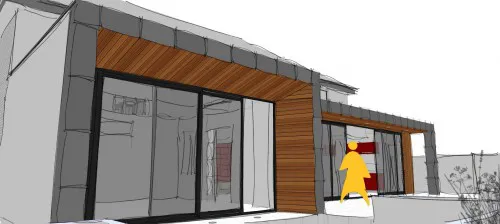 West Billericay Contemporary Extension Open Plan family room Kitchen diner Fireplace v2