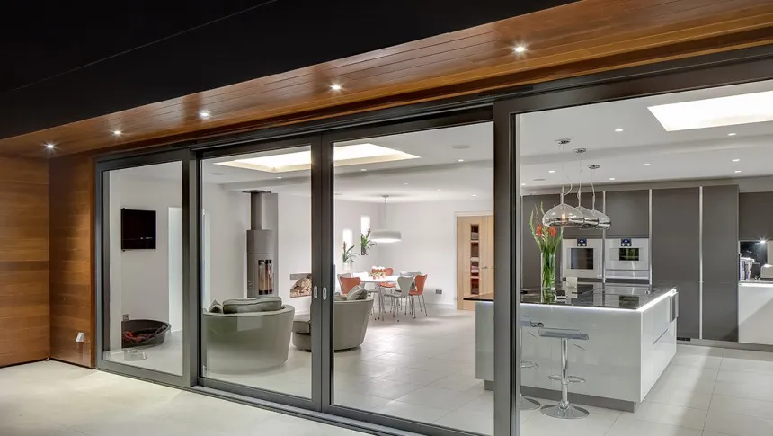 West Billericay Contemporary Extension Open Plan family room Kitchen diner Fireplace