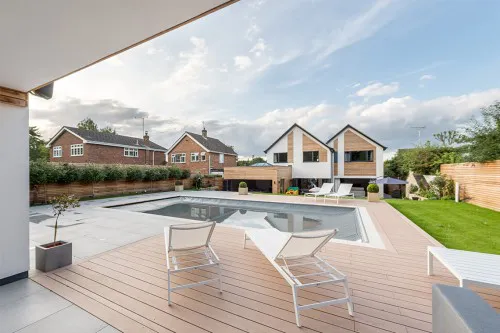 Well Lane Langdon Hills Essex Residential timber cladding render swimming pool decking Garden landscape