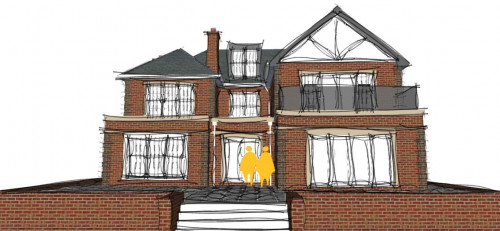 Longmead Shenfield 435m New Build Traditional Home bi fold doors Garden landscape v2