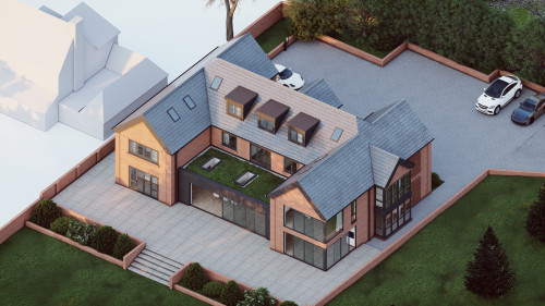 Abridge Epping Contemporary New Build Aerial View