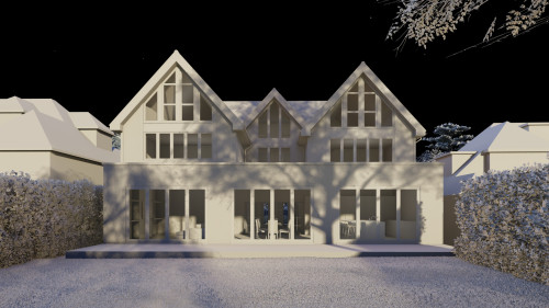 Architects New build model hutton mount shenfield brentwood dual gabel cladding model lighting traditional