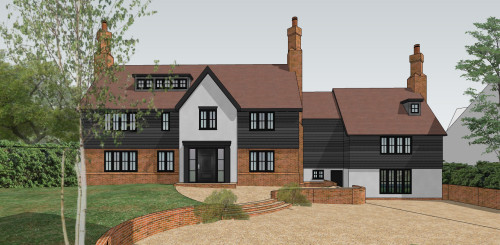 Front Templeton Chelmsford Extension Panel Cladding contemporary two storey planning approved greenbelt natural light front design