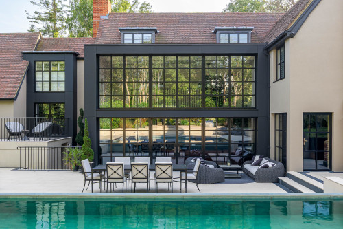 Templeton House Chelmsford Extension Refurbishment Contemporary portrait swimming pool greenbelt two storey zinc cladding