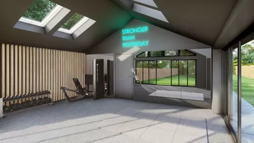 Foxdale Contemporary Ouutbuilding Brentwood essex gym interior design v2