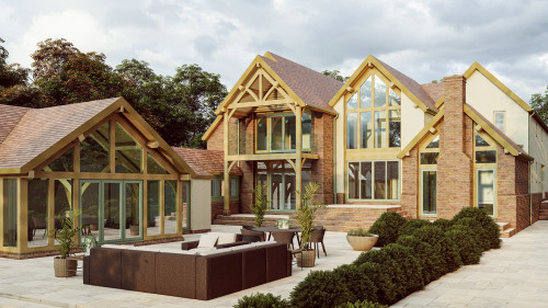 Cricketers Lane Brentwood oak framed dwelling greenbelt red brick landscape single storey outbuildling