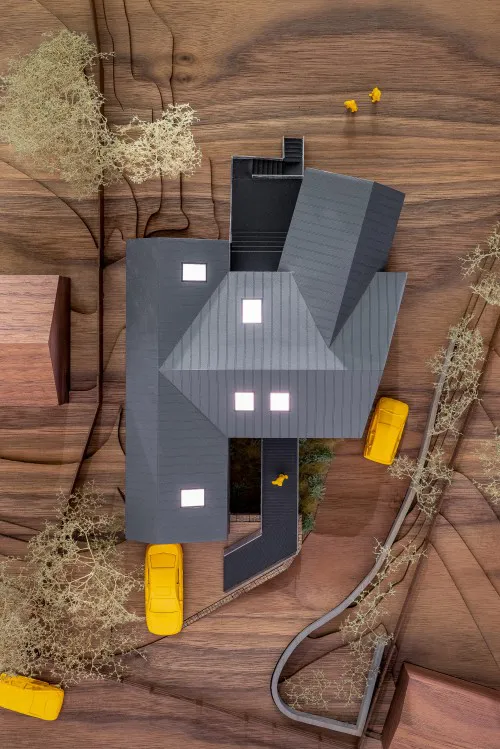 Holly Lodge Childerditch New Build Contemporary Home detailed model ariel daylight view