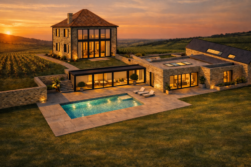 1. Chateau Lumiere Rear Bright Traditional Modern Architecture Villa France