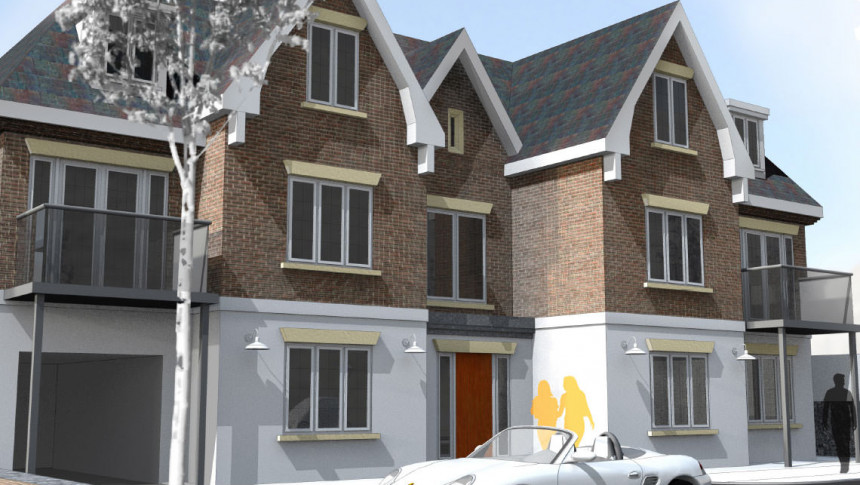 CGI Friern Barnet Flats New Build Front View Balcony