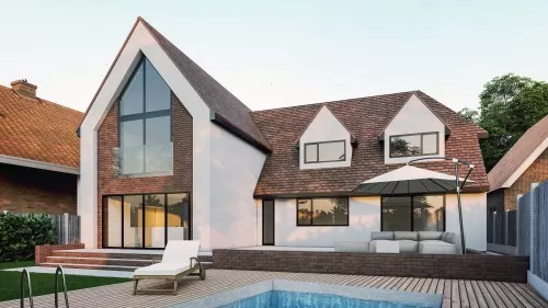 2.Ridgeway Hutton mount Various Extensions Full Refurbishment Five double bedrooms en suites dressing rooms rear side view swimming pool