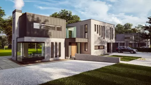 Oaks Pines New Build Contemporary Houses Great Warley double garage front corner