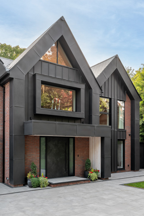 Badgers Billericay Extensions Stairway contemporary open plan kitchen roof lighting outdoor living garden rear elevation balcony zinc cladding double garage front glazed windows inset brickwork