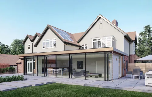 1.HERO Kynnersely Contemporary Single Storey Extension rear corner view Shenfield Rear Extension internal refurbishment