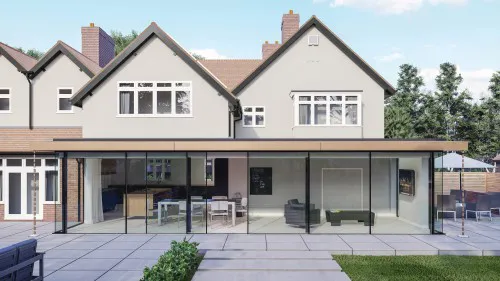 Kynnersely Contemporary Single Storey Extension rear view Shenfield Rear Extension internal refurbishment