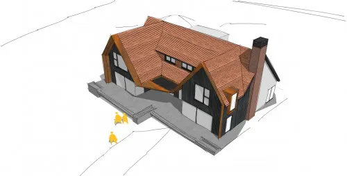 Pudding epping essex New Build Contemporary Home Contemporary 4 Bedroom New Build house with Detached Garage drone view